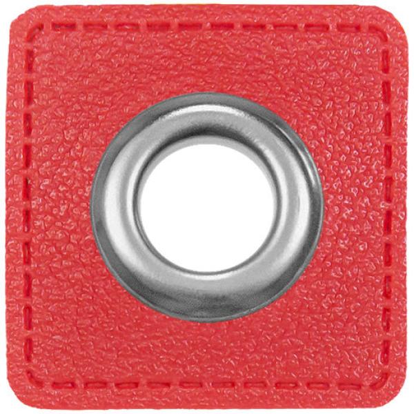 Ösen-Patches Hellrot Breite 32 mm ,Höhe 32 mm , Ø 10 mm